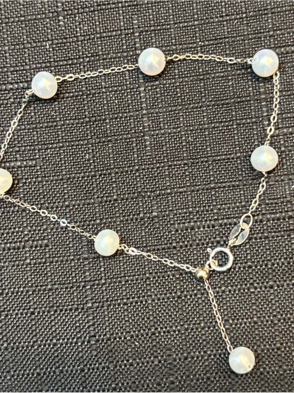 Sterling Silver White Pearl Station bracelet